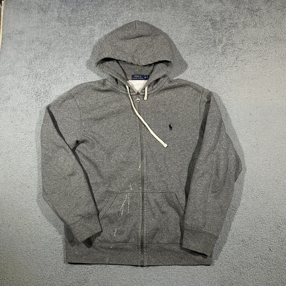 Polo Ralph Lauren Mens XL Full Zip Hoodie Heather Gray Sweatshirt #2797